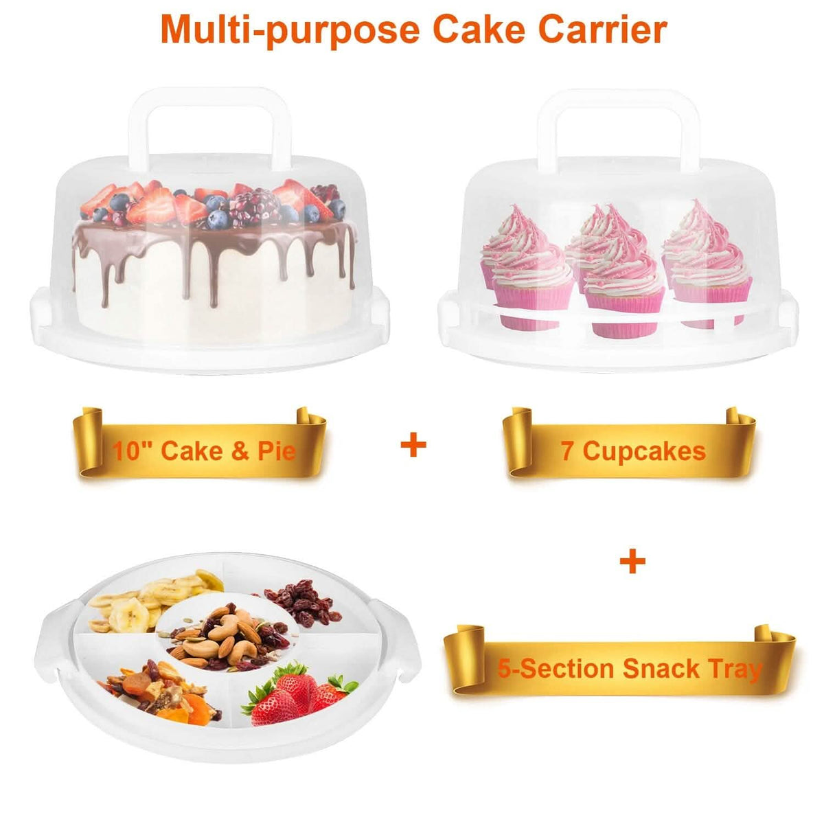10" Cake Storage Container with Handle Plastic Cake Box - A-1 Thread Vault