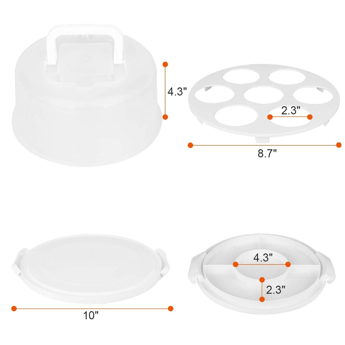 10" Cake Storage Container with Handle Plastic Cake Box - A-1 Thread Vault