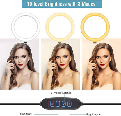10" LED Ring Light, Selfie Ring Light with Stand and Phone Holder, 11 Brightness Levels (Refurbished) - A-1 Thread Vault