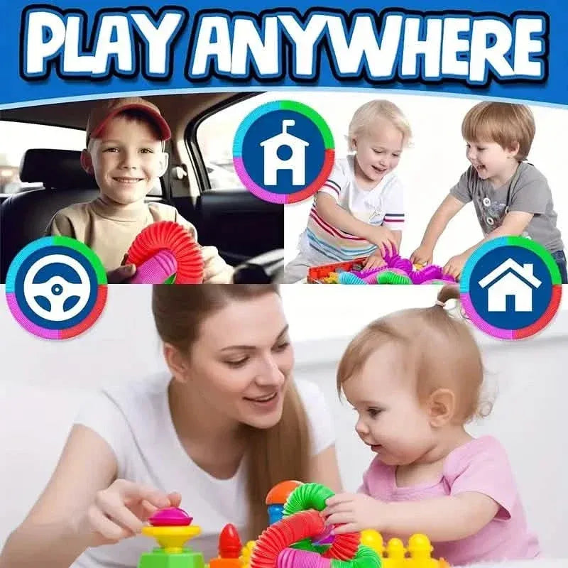 10-Pack: Sensory Pop Plastic Fidget Tubes Toy Set - A-1 Thread Vault