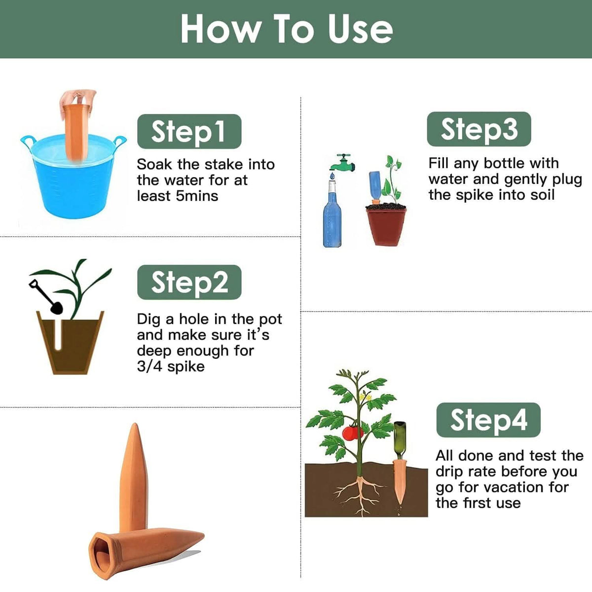 10-Pack: Spikes Teracotta Plant Watering Device - A-1 Thread Vault