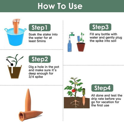 10-Pack: Spikes Teracotta Plant Watering Device - A-1 Thread Vault