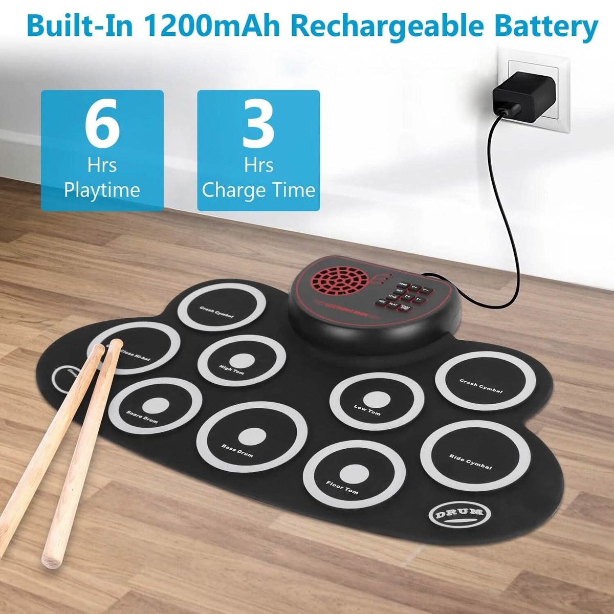 10 Pads Electric Drum Set Foldable - A-1 Thread Vault