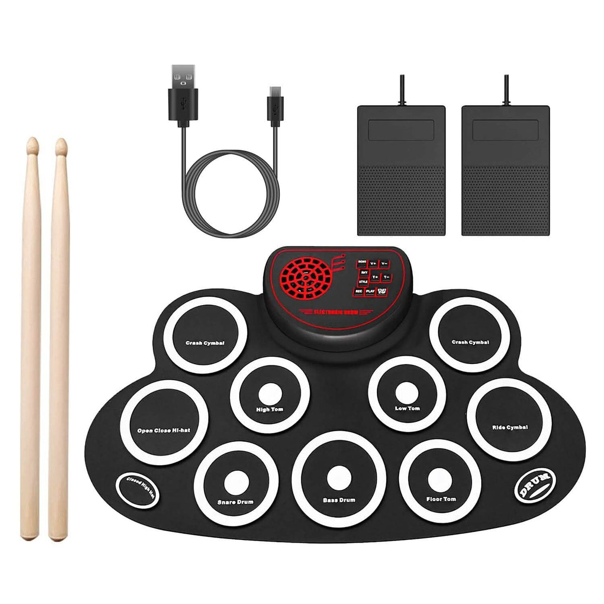10 Pads Electric Drum Set Foldable - A-1 Thread Vault