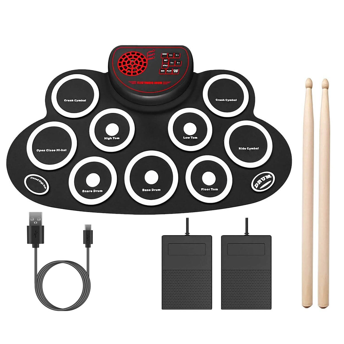 10 Pads Electric Drum Set Foldable - A-1 Thread Vault