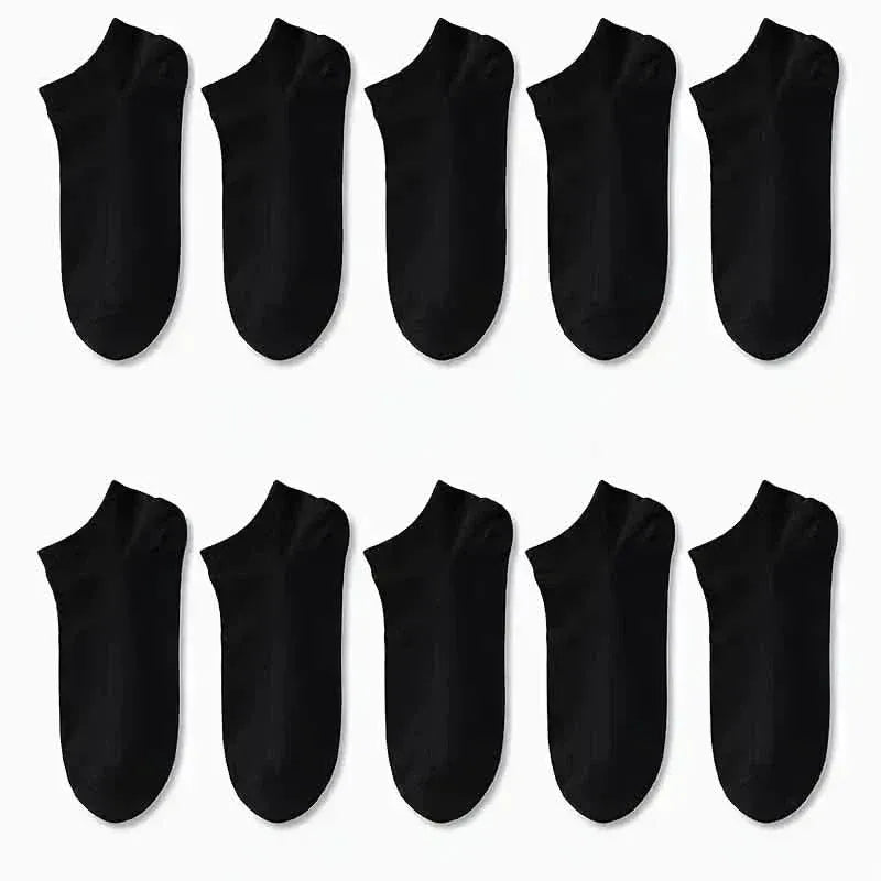 10-Pairs: Men's Solid Sport Low Cut Socks, Breathable Sweat-absorbing Comfy Soft Casual Simple Style Socks - A-1 Thread Vault