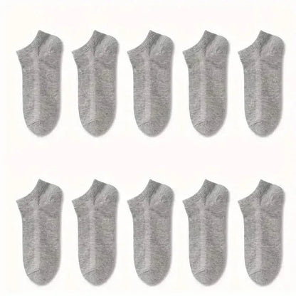 10-Pairs: Men's Solid Sport Low Cut Socks, Breathable Sweat-absorbing Comfy Soft Casual Simple Style Socks - A-1 Thread Vault