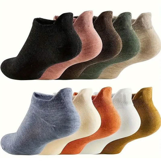 10-Pairs: Women's Cute Embroidered Soft & Lightweight Low Cut Ankle Socks - A-1 Thread Vault