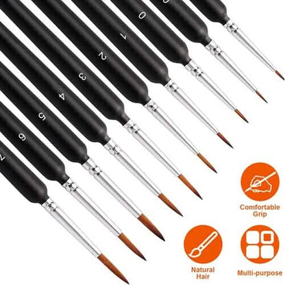 10-Piece: Miniature Detail Paint Brush Set - A-1 Thread Vault