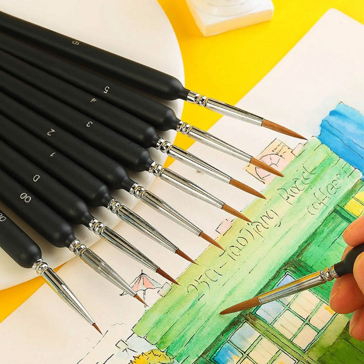 10-Piece: Miniature Detail Paint Brush Set - A-1 Thread Vault