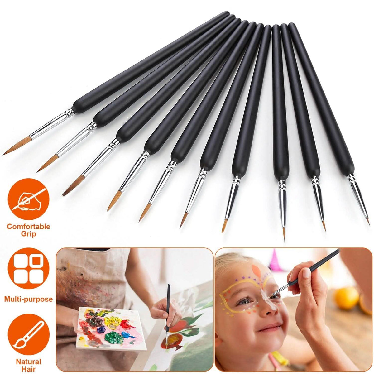 10-Piece: Miniature Detail Paint Brush Set - A-1 Thread Vault
