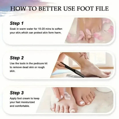10-Piece Set: Stainless Steel Foot Care Kit - Portable Pedicure & Manicure Set - A-1 Thread Vault