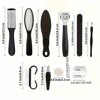 10-Piece Set: Stainless Steel Foot Care Kit - Portable Pedicure & Manicure Set - A-1 Thread Vault