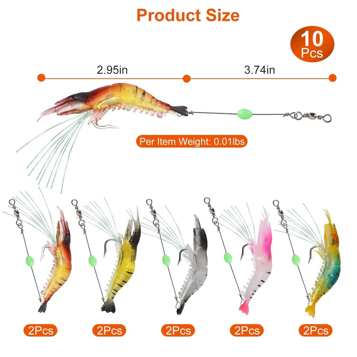 10-Piece: Silicon Shrimp Bait Set - A-1 Thread Vault