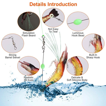 10-Piece: Silicon Shrimp Bait Set - A-1 Thread Vault