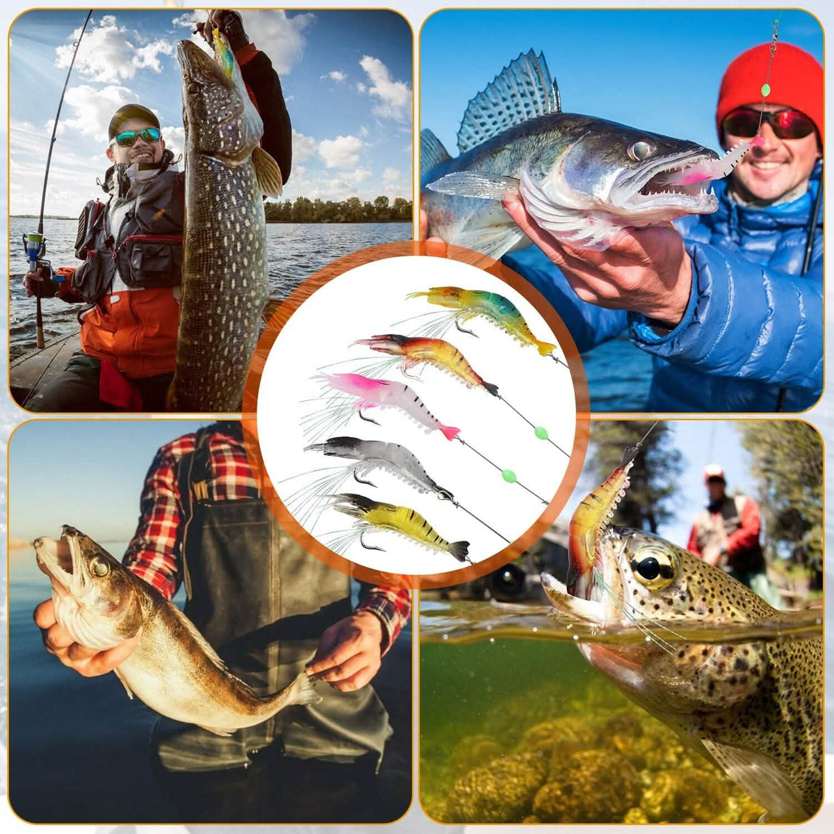 10-Piece: Silicon Shrimp Bait Set - A-1 Thread Vault