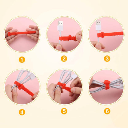 10-Pieces: 4.5 Inch Reusable Wire Ties Cord Organizer Straps Elastic Silicone Cord Organizer - A-1 Thread Vault