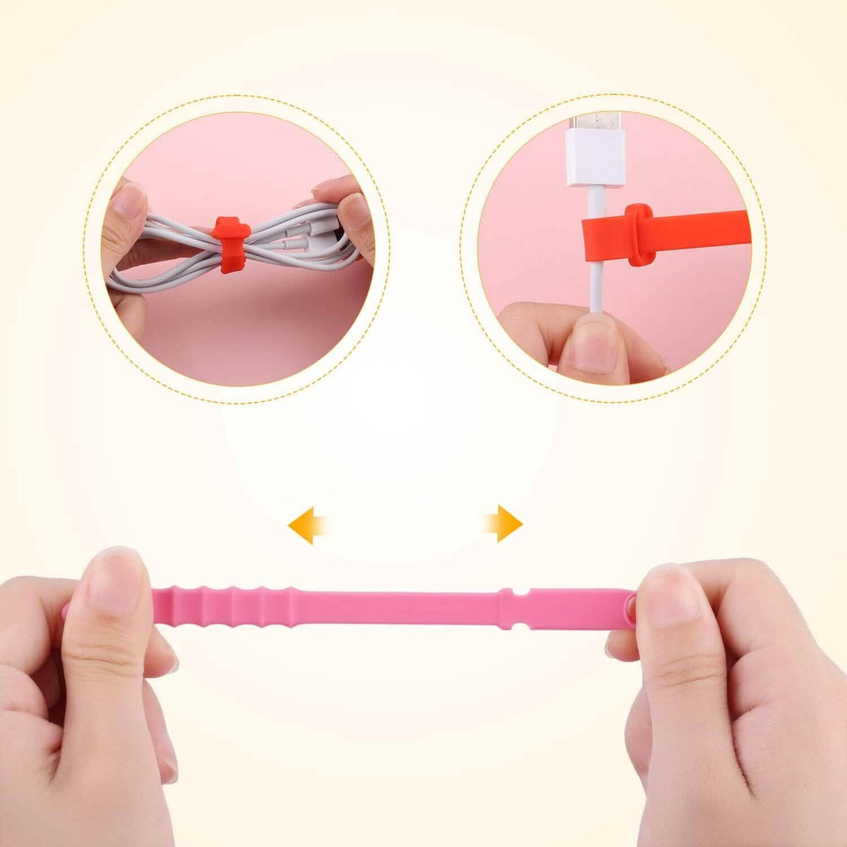 10-Pieces: 4.5 Inch Reusable Wire Ties Cord Organizer Straps Elastic Silicone Cord Organizer - A-1 Thread Vault