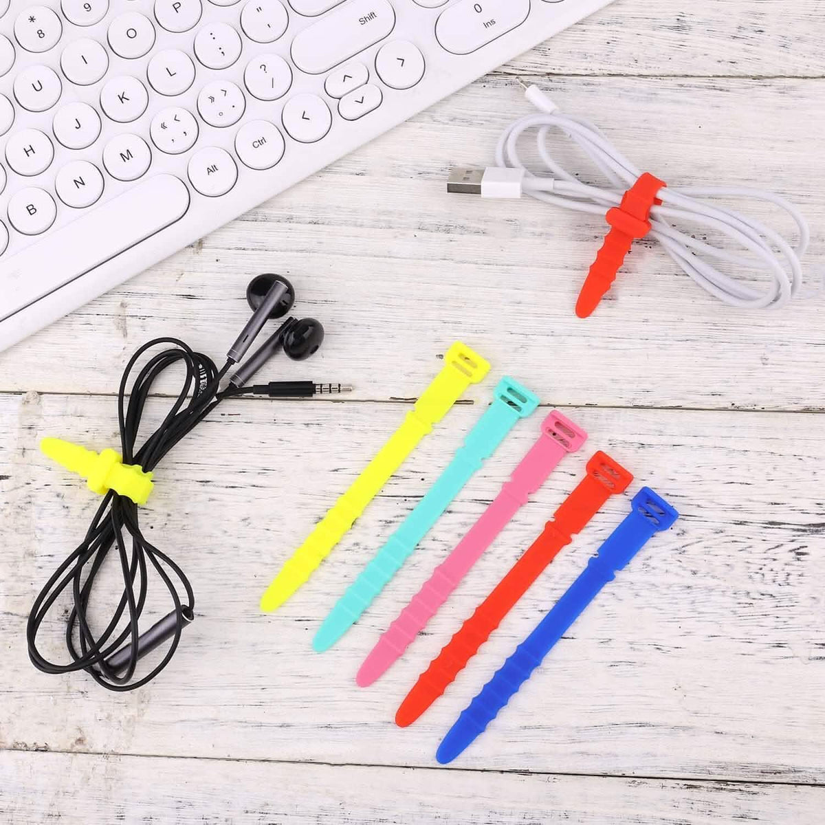 10-Pieces: 4.5 Inch Reusable Wire Ties Cord Organizer Straps Elastic Silicone Cord Organizer - A-1 Thread Vault