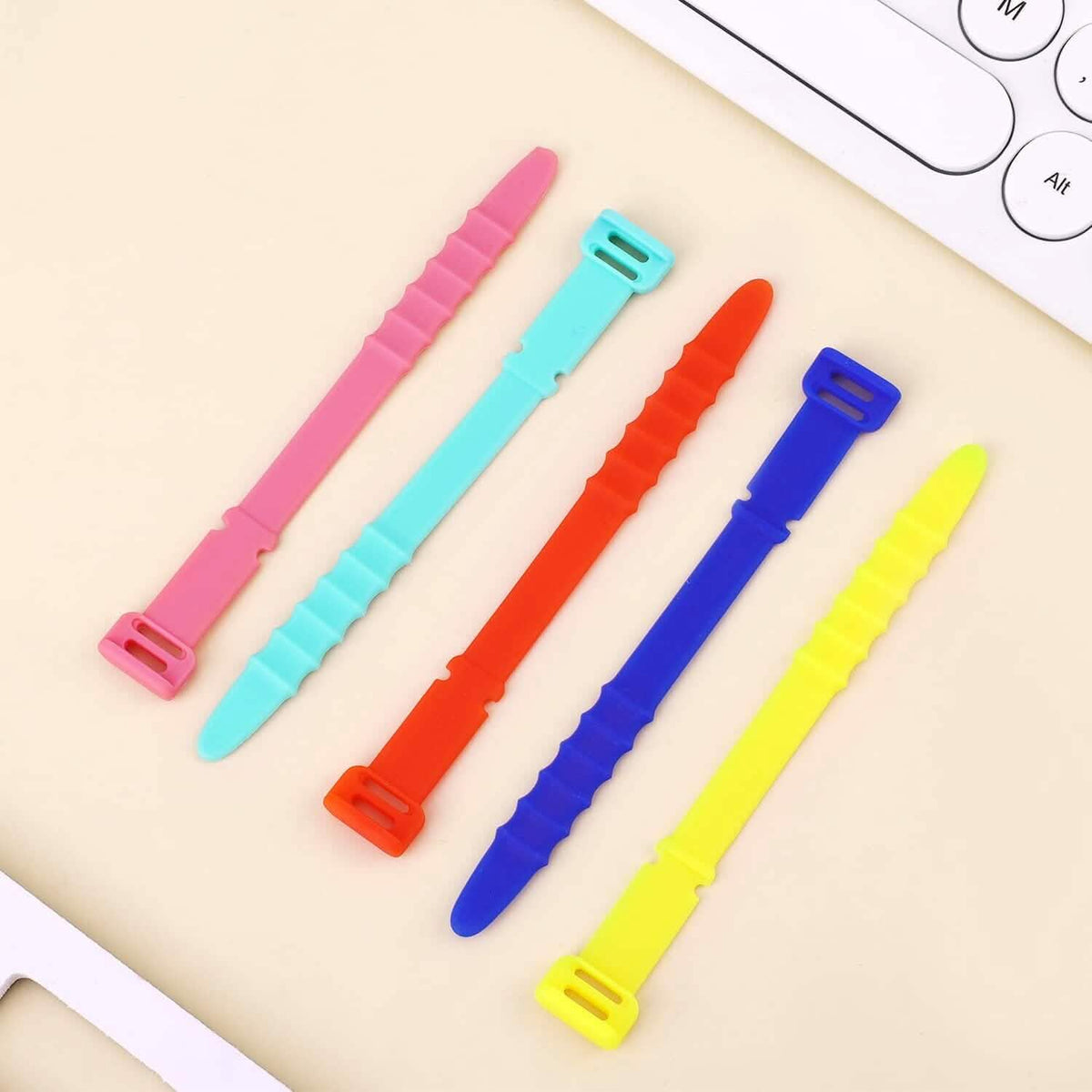 10-Pieces: 4.5 Inch Reusable Wire Ties Cord Organizer Straps Elastic Silicone Cord Organizer - A-1 Thread Vault