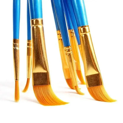 10-Pieces: Artist Paintbrush Nylon Round Pointed Flat Head Set - A-1 Thread Vault