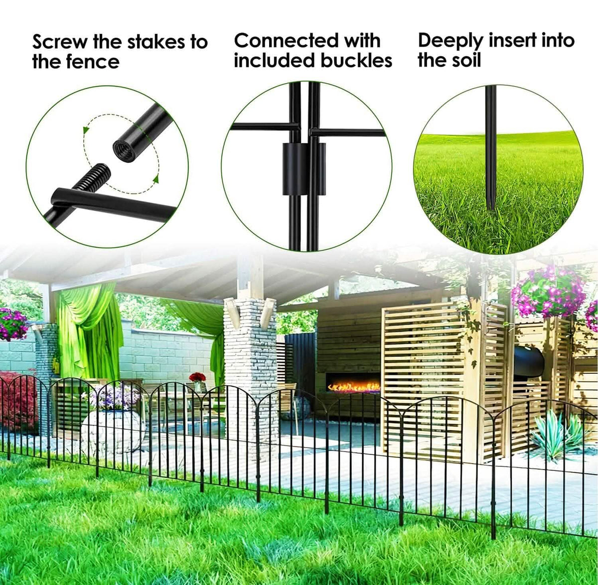 10-Pieces: Decorative Garden Fence Rustproof Iron Wire Arched Fence - A-1 Thread Vault