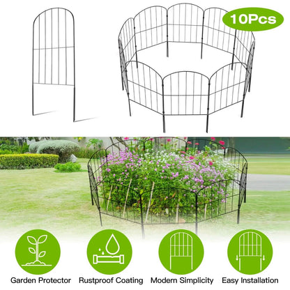 10-Pieces: Decorative Garden Fence Rustproof Iron Wire Arched Fence - A-1 Thread Vault