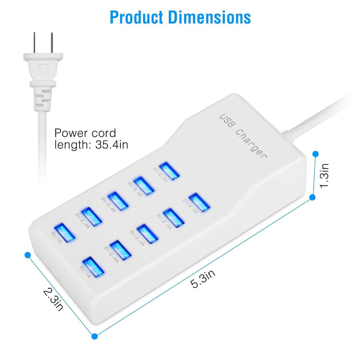 10-Ports 50W USB Wall Fast Charging Power Adapter - A-1 Thread Vault