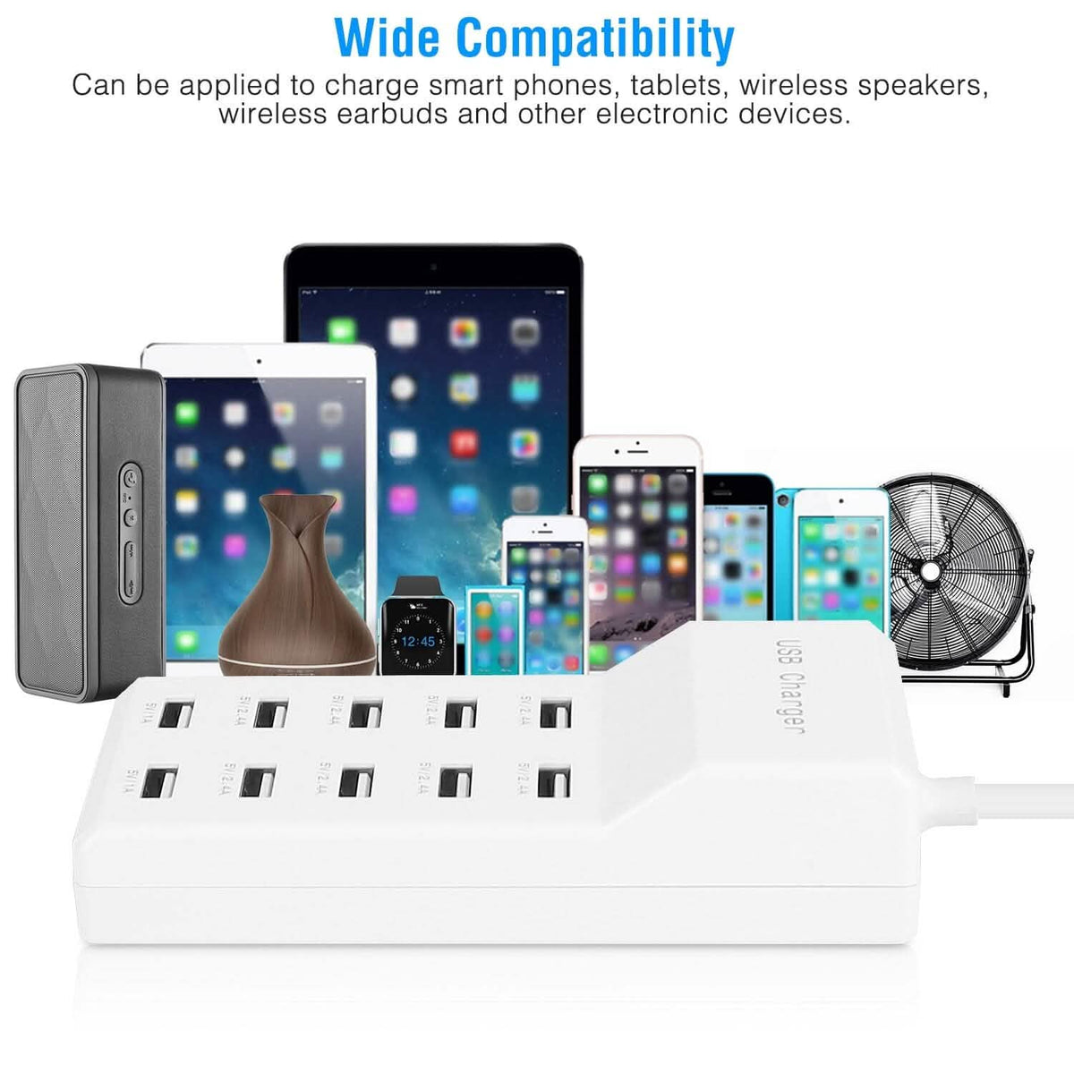 10-Ports 50W USB Wall Fast Charging Power Adapter - A-1 Thread Vault