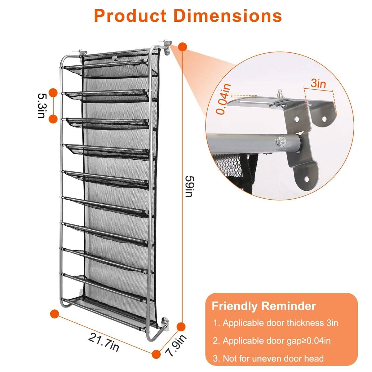 10-Tier Over the Door Shoe Rack Organizer Holder Hanging Storage Shelf - A-1 Thread Vault