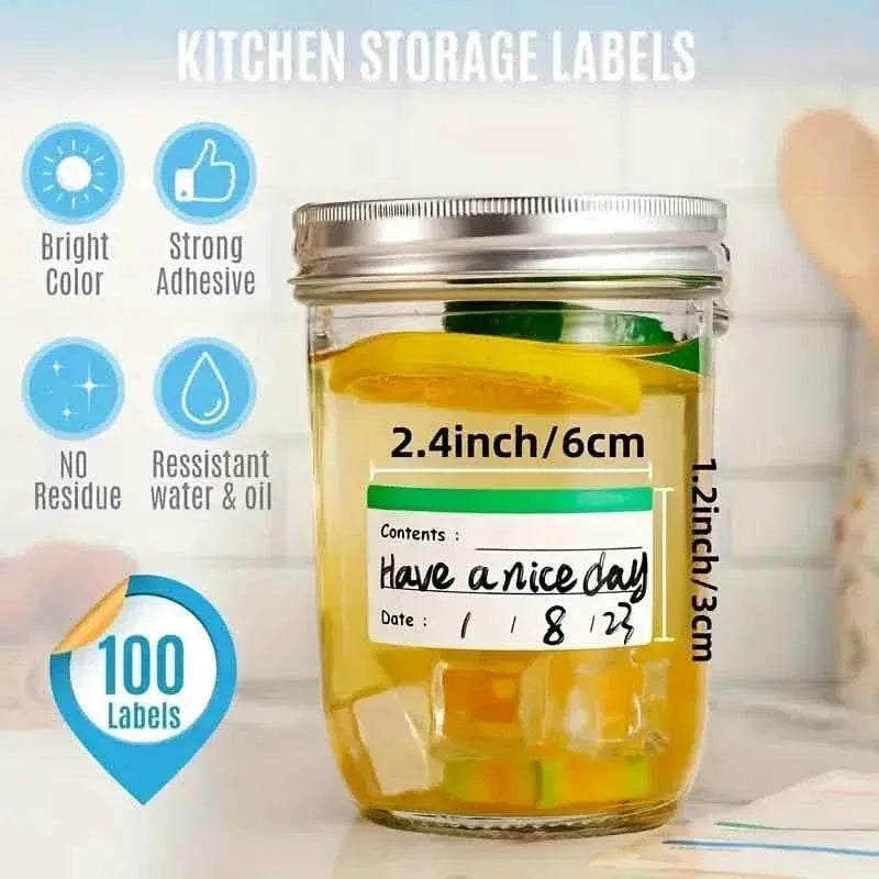 100-Pieces: Colored Freezer Labels Food Storage Labels Stickers - A-1 Thread Vault