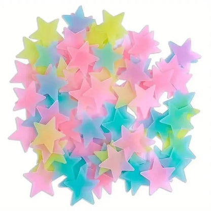 100-Pieces: Glow-in-the-Dark Fluorescent Wall & Ceiling Star Stickers - A-1 Thread Vault