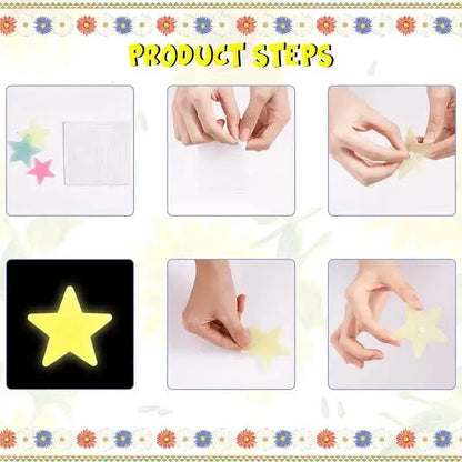 100-Pieces: Glow-in-the-Dark Fluorescent Wall & Ceiling Star Stickers - A-1 Thread Vault