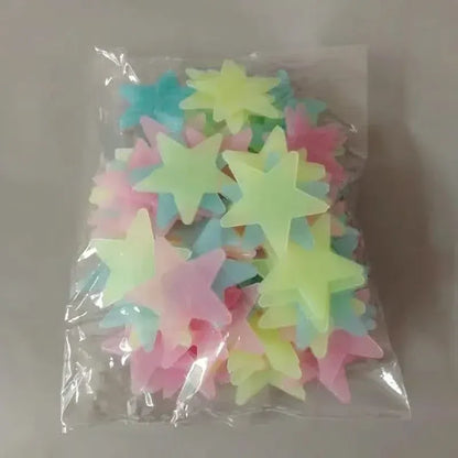 100-Pieces: Luminous Glow in the Dark Star Wall Stickers - A-1 Thread Vault