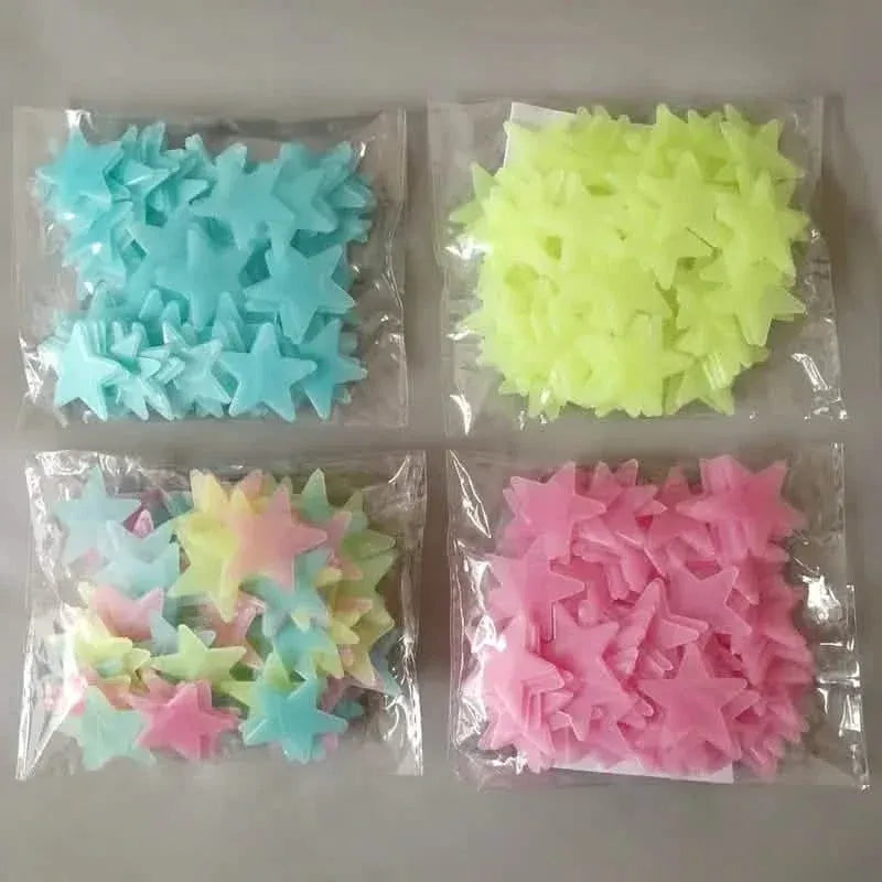 100-Pieces: Luminous Glow in the Dark Star Wall Stickers - A-1 Thread Vault