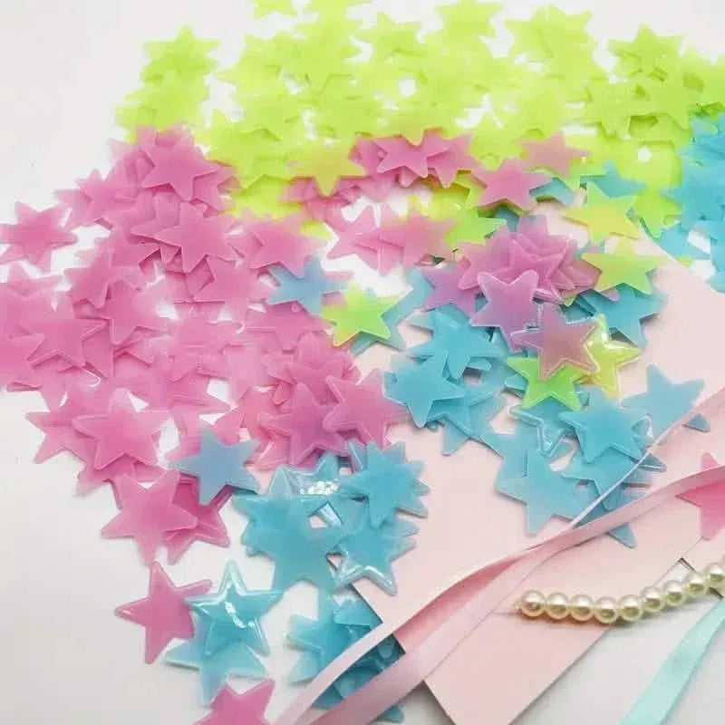 100-Pieces: Luminous Glow in the Dark Star Wall Stickers - A-1 Thread Vault