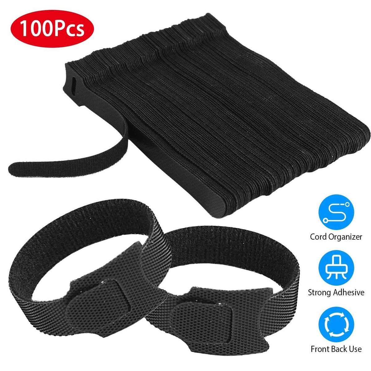 100-Pieces: Reusable Cable Ties 6" Wire Management Holder - A-1 Thread Vault