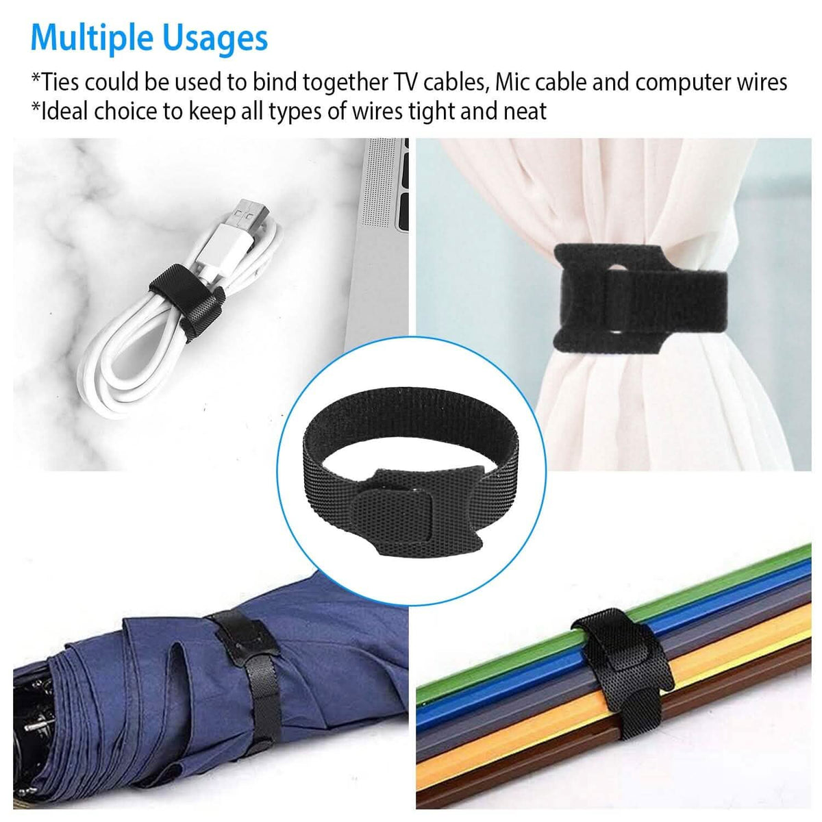 100-Pieces: Reusable Cable Ties 6" Wire Management Holder - A-1 Thread Vault