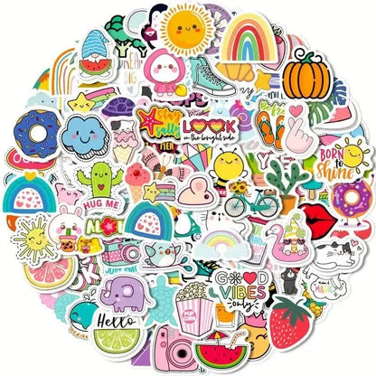 100-Pieces: VSCO Sticker Pack - Cute Cartoon Designs, Waterproof Vinyl Decals for Laptops, Water Bottles & Luggage - A-1 Thread Vault