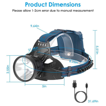 100000LM LED 7 Lighting Modes Rechargeable Headlights - A-1 Thread Vault