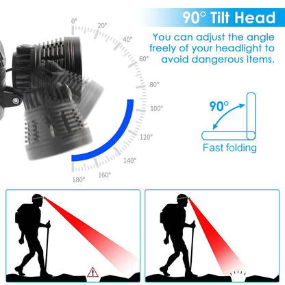 100000LM LED 7 Lighting Modes Rechargeable Headlights - A-1 Thread Vault