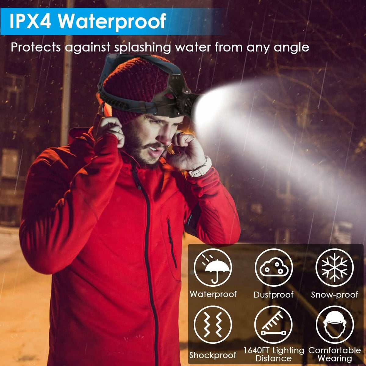 100000LM LED 7 Lighting Modes Rechargeable Headlights - A-1 Thread Vault