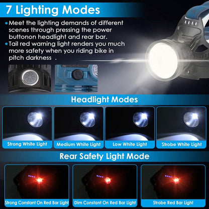 100000LM LED 7 Lighting Modes Rechargeable Headlights - A-1 Thread Vault