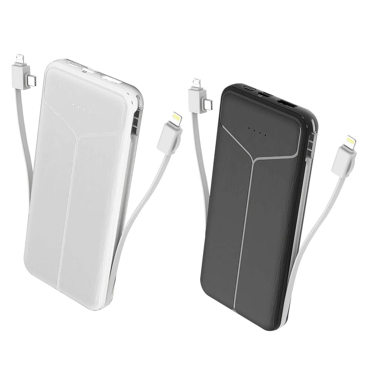 10000mAh Power Bank Portable Charger with US Plug 2 Built-in Cables External Battery Pack - A-1 Thread Vault