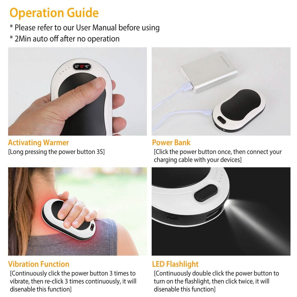 10000mAh Power Bank Rechargeable Pocket Warmer Double-Sided Heating - A-1 Thread Vault
