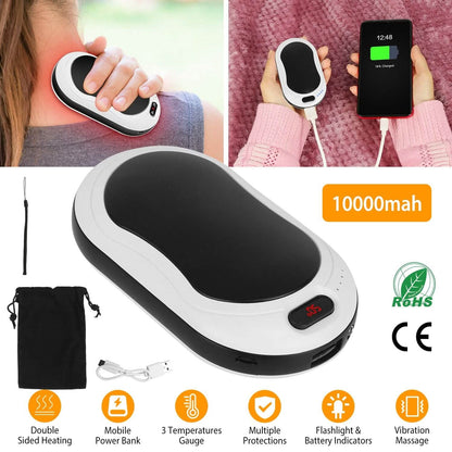 10000mAh Power Bank Rechargeable Pocket Warmer Double-Sided Heating - A-1 Thread Vault