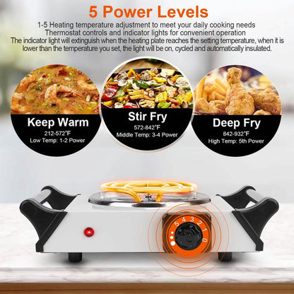 1000W Electric Burner Portable Coil Heating Hot Plate Stove Countertop - A-1 Thread Vault