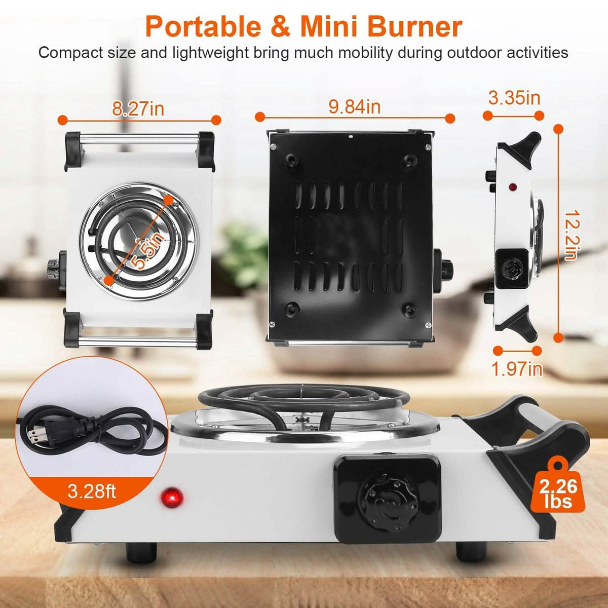 1000W Electric Burner Portable Coil Heating Hot Plate Stove Countertop - A-1 Thread Vault
