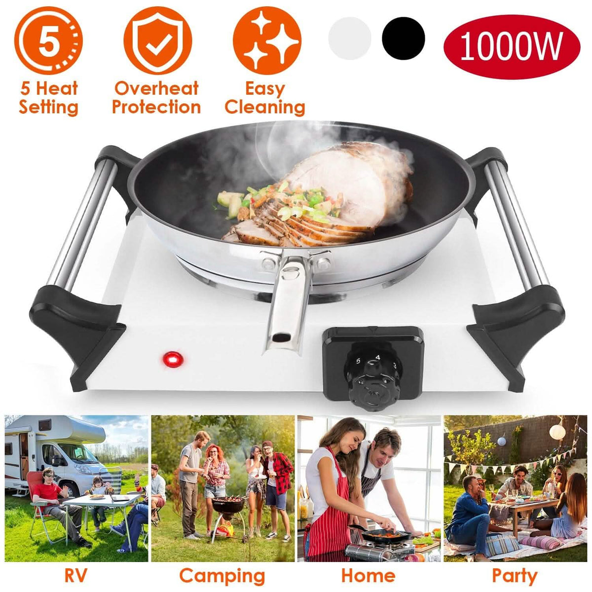 1000W Electric Burner Portable Coil Heating Hot Plate Stove Countertop - A-1 Thread Vault