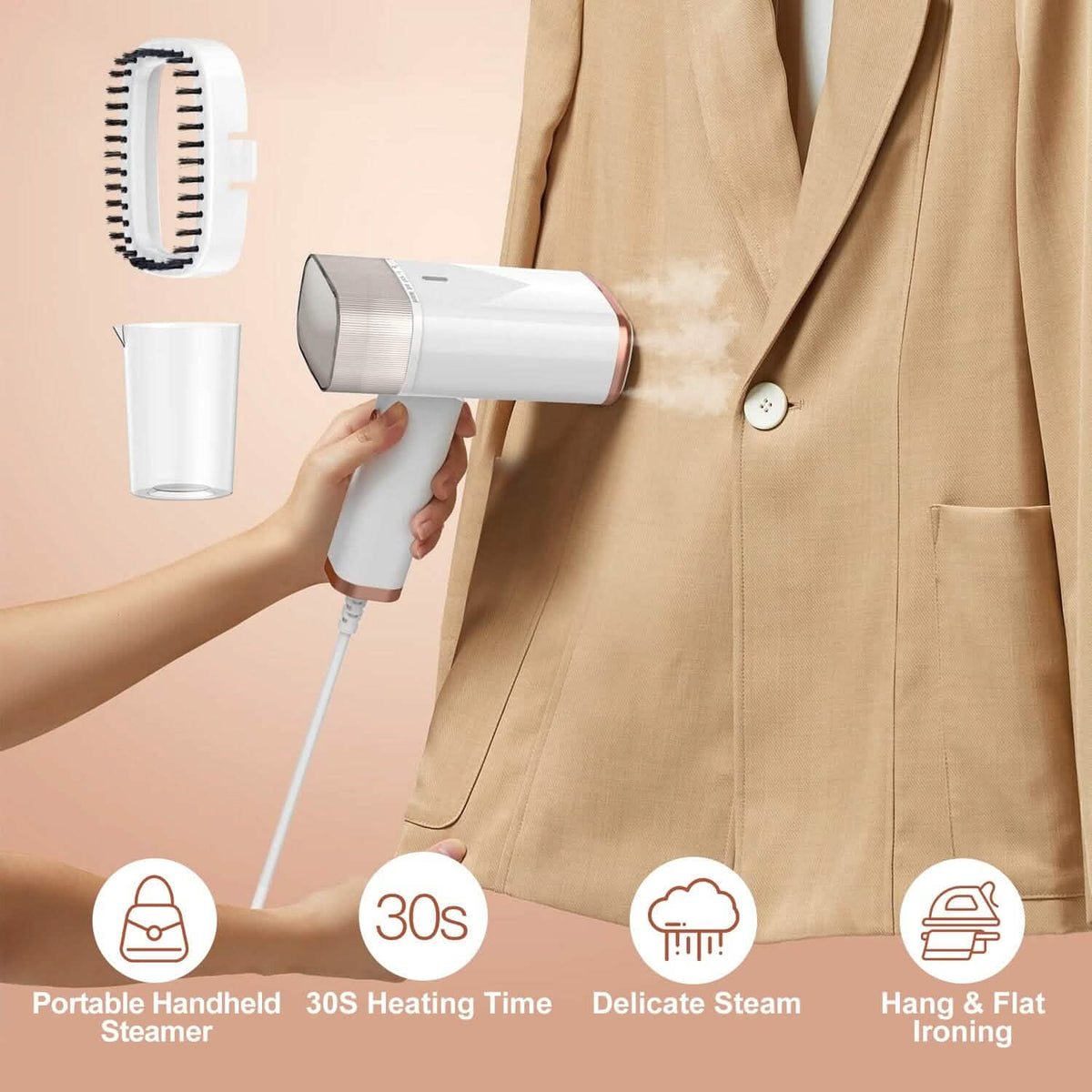 1000W Portable Handheld Clothes Steamer with Brush Foldable - A-1 Thread Vault